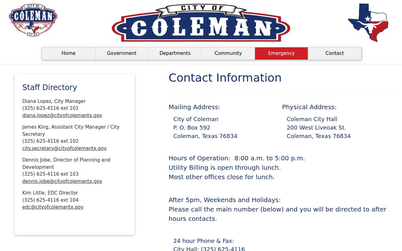 Coleman criminal records City Hall contact source