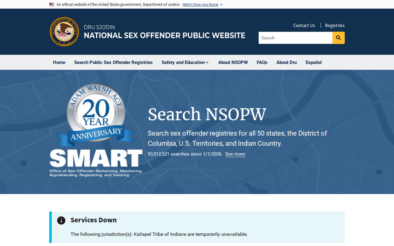 Coleman County sex offender search through the national NSOPW portal