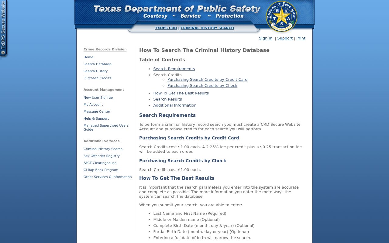 Coleman County criminal history Texas DPS conviction search
